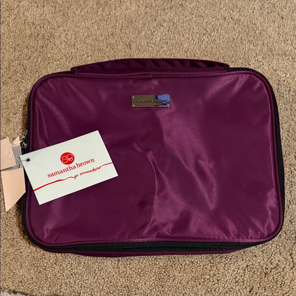 Samantha Brown Nylon Cosmetic Case/ Organizer - Plum